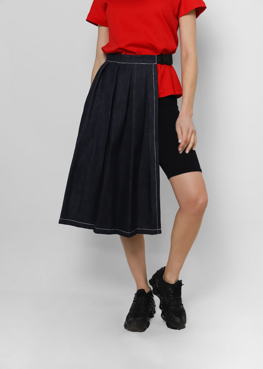 Falda Plisada Sporty Denim