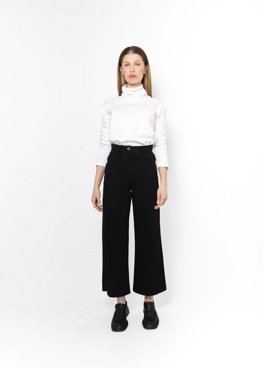 Classic Fit Jeans Wide Leg Negro