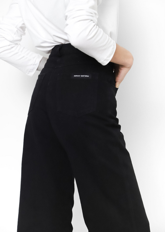 Classic Fit Jeans Wide Leg Negro