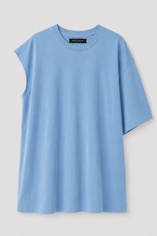 Basic One Sleeve Tee Celeste