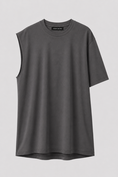 Basic One Sleeve Tee Gris