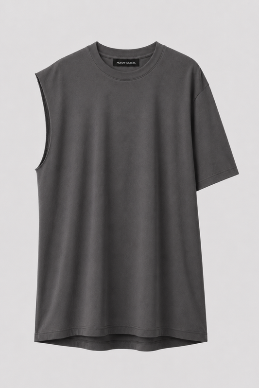 Basic One Sleeve Tee Gris