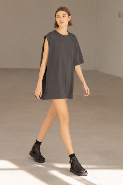 Basic One Sleeve Tee Gris