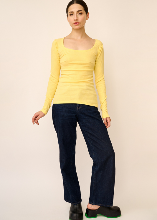 Top Joan Mangas Largas Amarillo