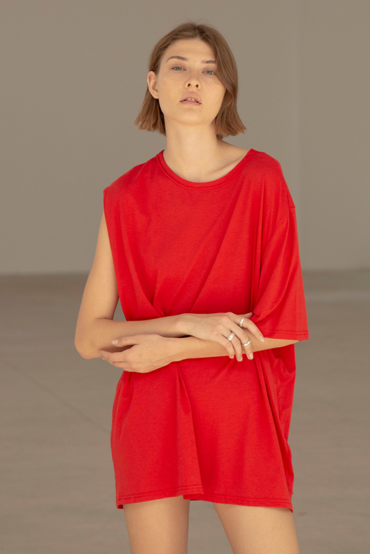 Basic One Sleeve Tee Rojo