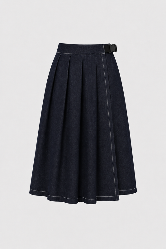 Falda Plisada Sporty Denim