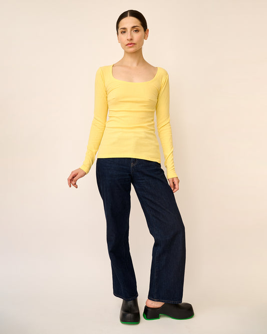 Top Joan Mangas Larga Amarillo