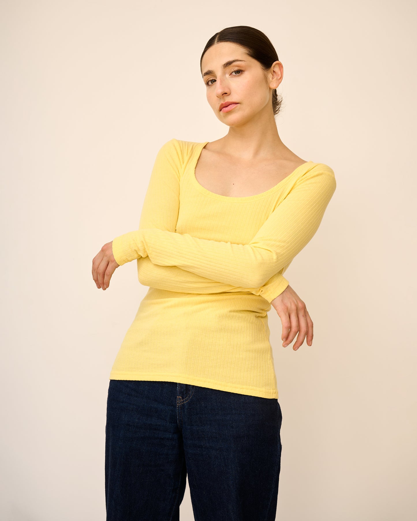 Top Joan Mangas Larga Amarillo